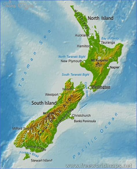 Australia And New Zealand Physical Map - ToursMaps.com