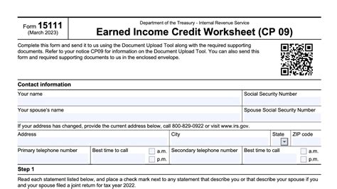 Irs Form Walkthrough Earned Income Credit Worksheet Cp