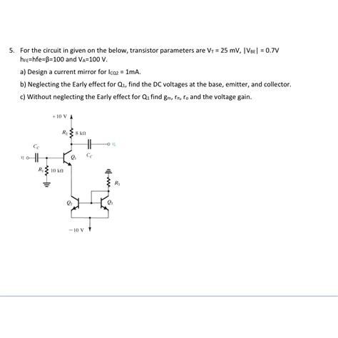 Solved For The Circuit In Given On The Below Transistor