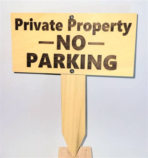 Private Property No Parking Sign Wood Engraved Security Privacy Yard