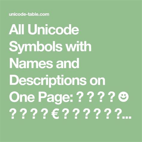 All Unicode Symbols with Names and Descriptions on One Page: ☀ ★ ☂ ...