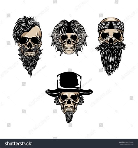 Rock Roll Skull Setillustration Skull Logo Stock Vector Royalty Free 1668935806