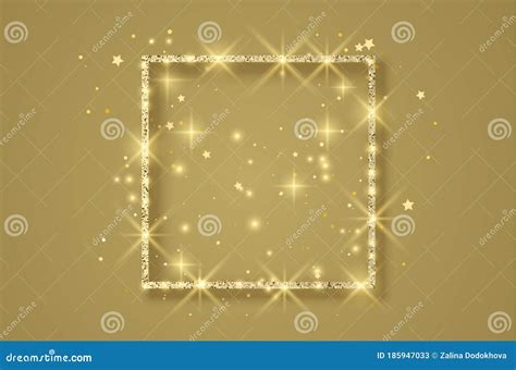 Gold Square Frame With Gold Glitter Element For Your Design Fashion