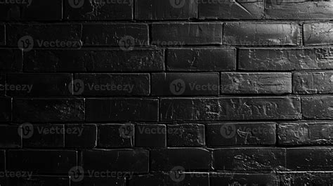 AI Generated Abstract Black Brick Wall Texture For Pattern Background