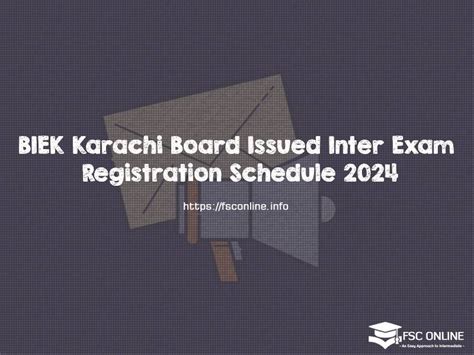 Biek Karachi Board Issued Inter Exam Registration Schedule 2024