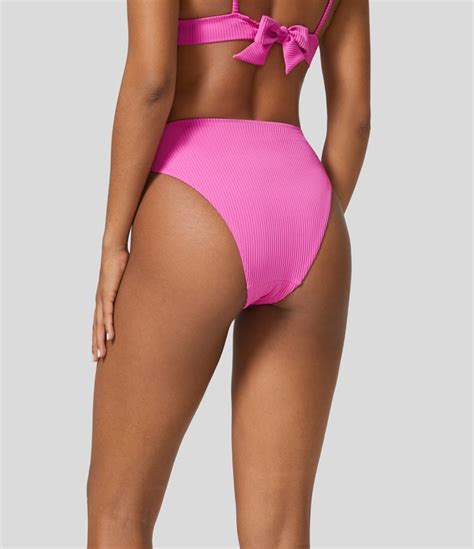 Womens Ribbed Mid Rise Bikini Bottom Swimsuit Halara