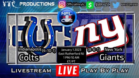 Live New York Giants Vs Indianapolis Colts Nfl Week 17 Livestreamplay