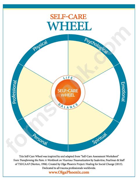 Self Care Wheel Template printable pdf download