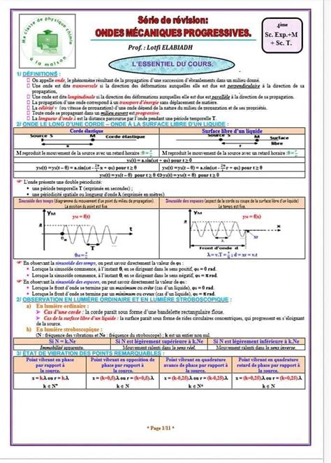 Bac Sc Exp Rimentales Physique S Rie De R Vision Ondes M Caniques