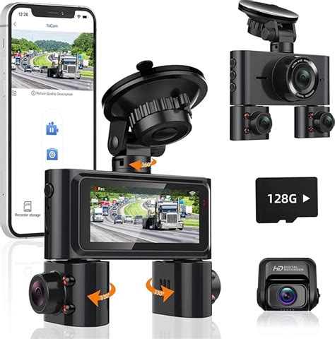 HUPEJOS 360 Dash Cam 4 Channel WiFi Dash Camera FHD 1080Px4 Front