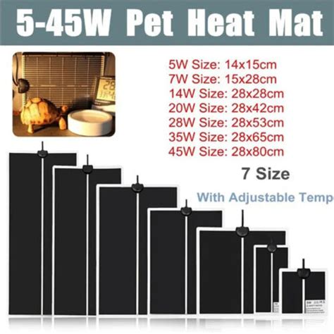 5 45W Terrarium Reptiles Heat Mat Pet Heating Warm Pads Adjustable