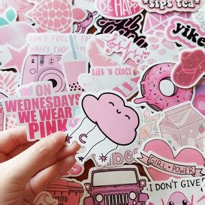 Pink Aesthetic Sticker Pack Vinyl Waterproof Visco Sticker Etsy