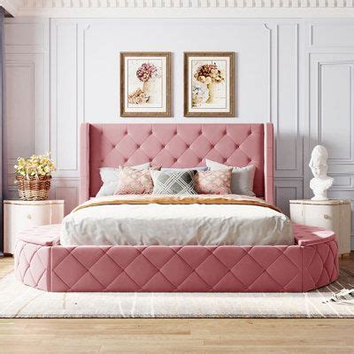 Rosdorf Park Khadija Upholstered Storage Bed Pink Wayfair Canada