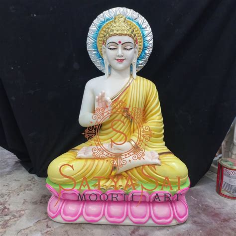 Handmade White Marble Painted Buddha Statue At Rs In Jaipur Id