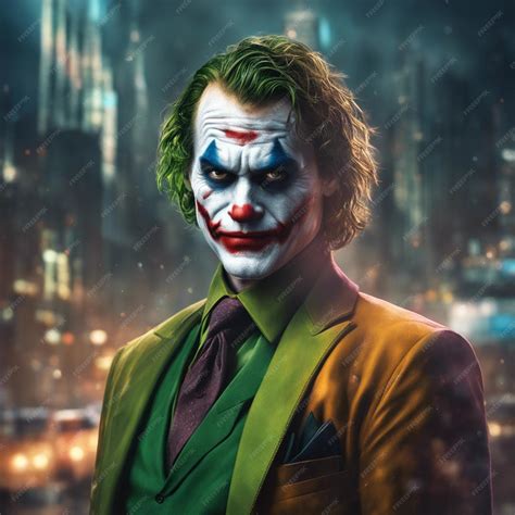 Premium Ai Image Joker Portrait Isolated On Blurred City Background