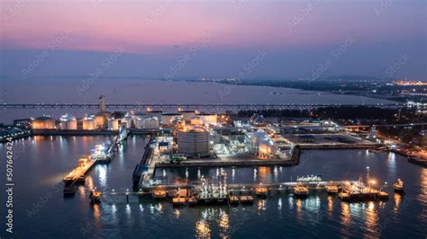 aerial view oil terminal storage tank farm  night tank farm storage