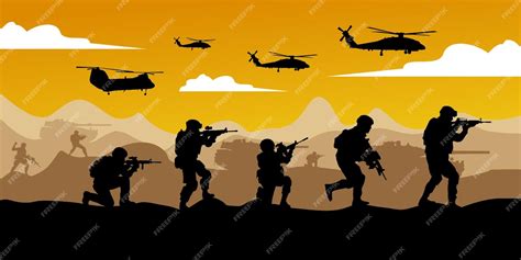 Premium Vector Vector Military Army Background Silhouette