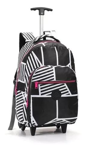 Mochila Escolar Feminina Juvenil Rodinhas Alças Trolley G