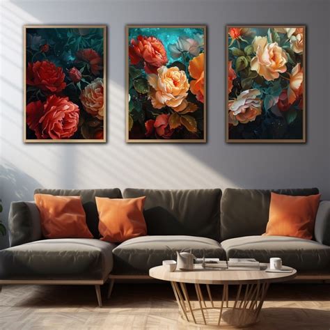 Peinture Triptyque Fleurs Peinture Nature