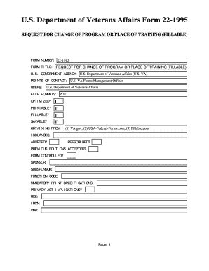 Fillable Online U S Department Of Veterans Affairs Form