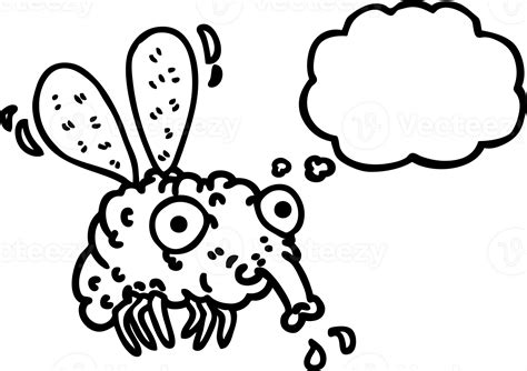 Hand Drawn Thought Bubble Cartoon Fly Icon 40837874 Png