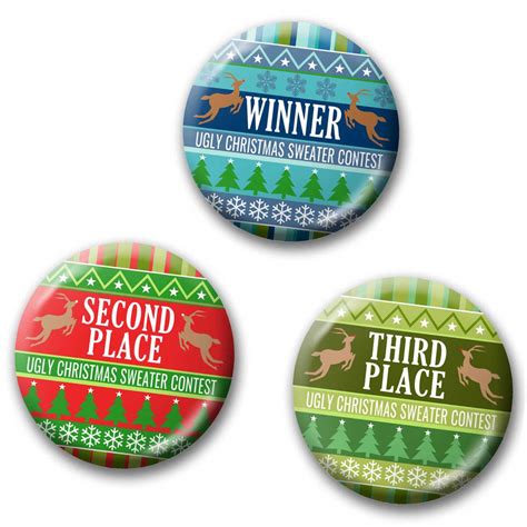 Ugly Christmas Sweater Contest Awards 3 Pack 3 Buttons Etsy
