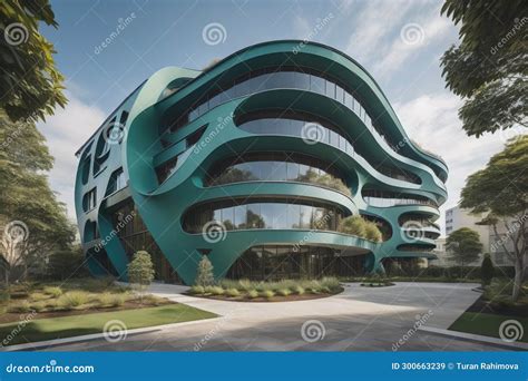 Modern Office Building with Green Facade. Architectural Concept Stock ...