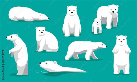 Cute Polar Bear Swimming Cartoon Vector Illustration Stock Vector