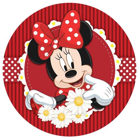 Painel Redondo Tecido Sublimado 3D Minnie Vermelha FRD 941 Felicitá