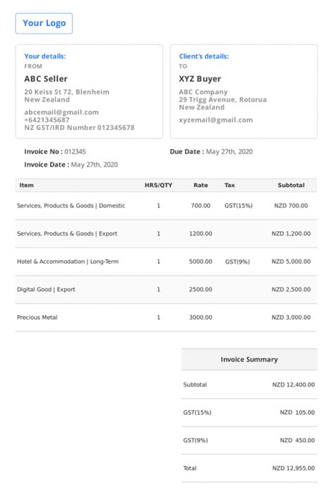 Nz Invoice Template Invoice Template