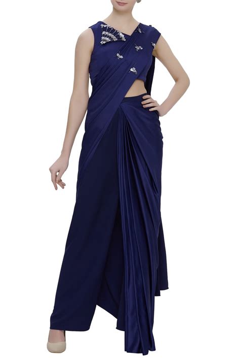 Buy Blue Color Plazo Saree Online On Fresh Look Fashion