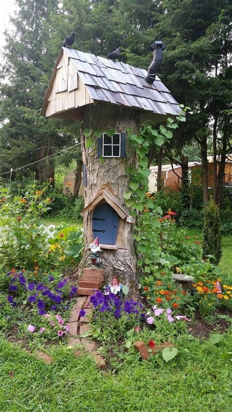 Tree Stump Ideas Garden Fairy Houses Gnome Door Fairy Garden Houses