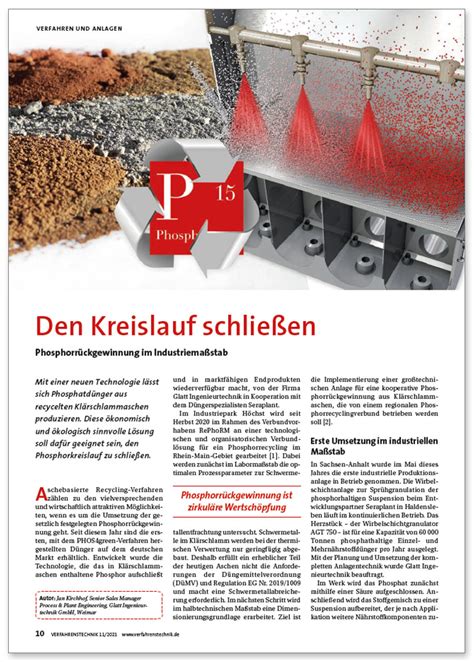 Closing The Loop Phosphorus Recovery On An Industrial Scale Glatt