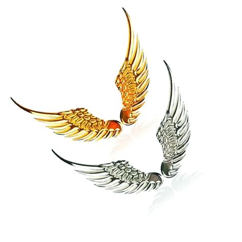 Pair D Stereo Metal Angel Wing Car Stickers Decoration Badge Emblem