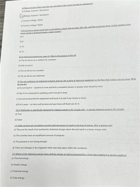 Solved What unit does Ohm's Law aive you, and what is the | Chegg.com