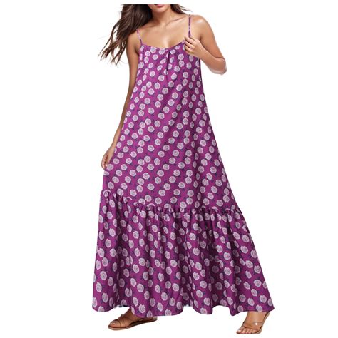 Fshinging Women Dresses Summer Casual Loose Bohemian Floral Long Maxi