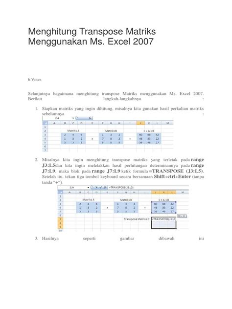 Menghitung Transpose Matriks Menggunakan Ms Pdf