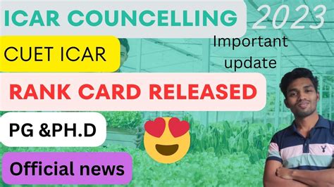 Icar Rank Card Released Official Update Icar Pg Icar Ug Updates