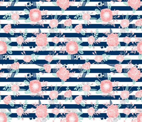 florals navy stripe girls baby girl fabric cute baby fabric baby ...