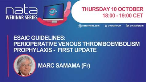 Nata Webinar Esaic Guidelines On Perioperative Venous Thromboembolism