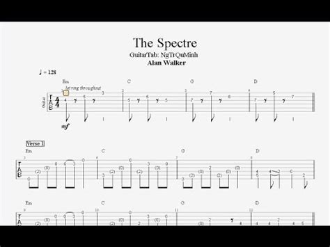 The Spectre ALAN WALKER Guitar Solo TAB YouTube