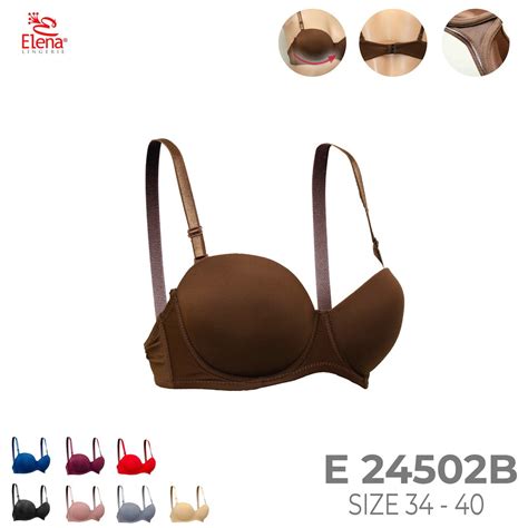 Jual Elena E 24502 Bra Kawat Busa Tebal Push Up Cup B Kait 2 Polos Bh