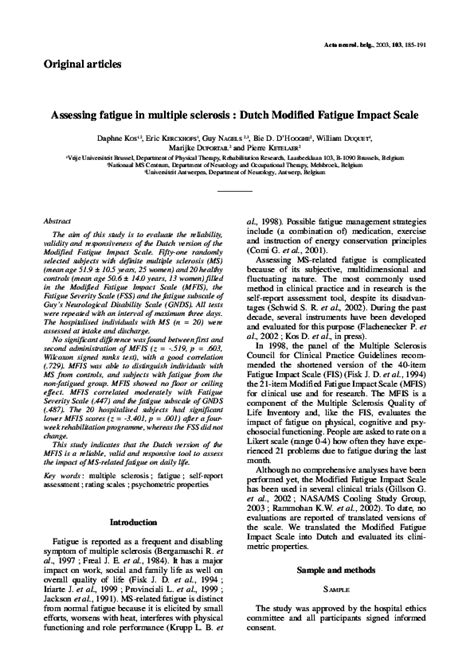 Modified Fatigue Impact Scale Captions Feature