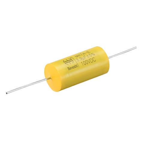 100V 3 9uF DC Axial Polyester Film Capacitor For Audio Divider Yellow