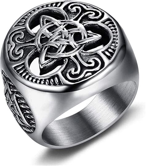 DFWY Bague Vintage En Acier Inoxydable Norse Viking Triquetra Celtic