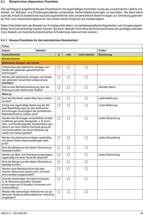 Checkliste Brandschutz Muster