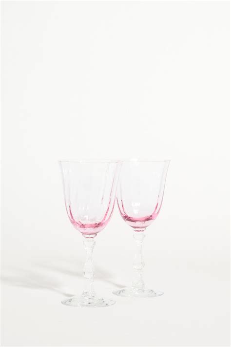 Pale Pink Wine Glasses Set Of Six At 1stdibs