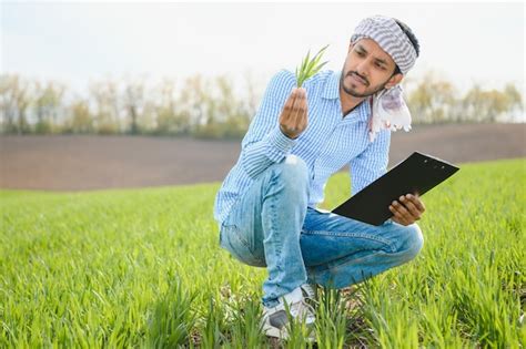 Premium Photo Indian Farmer In His Wheat Field