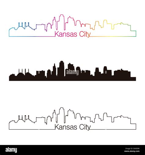 Kansas City Skyline Linear Style With Rainbow Stock Photo Alamy