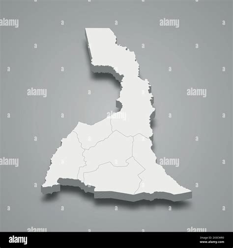 3d Isometric Map Of Far North Is A Region Of Cameroon Vector